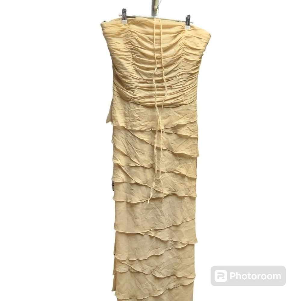 Lillie Rubin Strapless Cascading Cream Dress Sz. 14 Vintage Wedding Cocktail